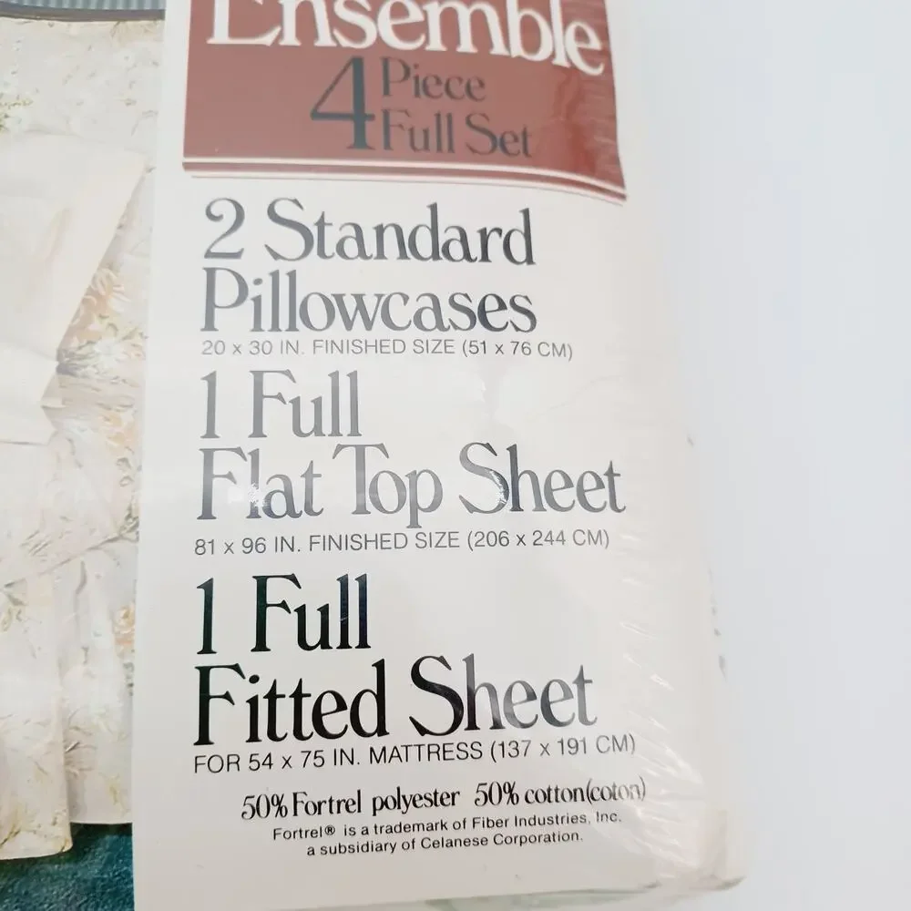 Danville Vtg Floral No-Iron Pecale Bed Ensemble 4 Pc Full Set My Romance